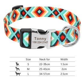 Adjustable Nylon Dog Collar Personalized Dogs Cat ID (Option: 147Green-S)