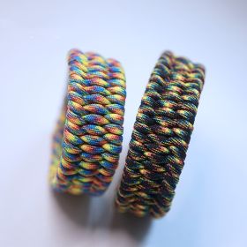 Dog Collar Woven Umbrella Rope Material (Option: Light Rainbow Left-30cm)