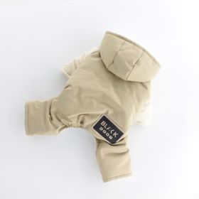 Pet Dog Clothes Shoulder Cap Four-legged Pet Clothing Hooded (Option: Khaki-XS)