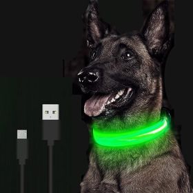 LED Glowing Dog Collar Rechargeable Luminous Collar Adjustable large Dog Night Light Collar Pet Safety Collar for Small Dogs Cat ,halloween pet collar (Color: Blue Battery, size: XL)