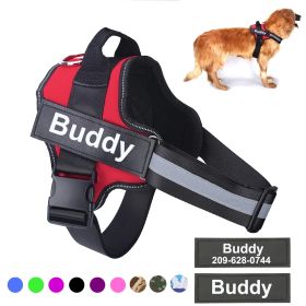 Personalized Dog Harness NO PULL Reflective Breathable Adjustable Pet Harness Vest For Small Large Dog Custom Patch Pet Supplies (Color: Red, size: L)