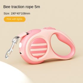 Pet traction rope Dog traction rope Strap type telescopic traction rope Walking dog traction rope Pet supplies wholesale (Specification (L * W): individual, colour: Little Bee Towing Rope -5m Light Pink)