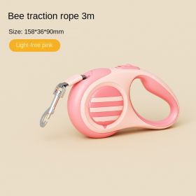 Pet traction rope Dog traction rope Strap type telescopic traction rope Walking dog traction rope Pet supplies wholesale (Specification (L * W): individual, colour: Little Bee Traction Rope -3m Unlighted Pink)