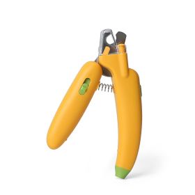 Banana pet nail clippers, cat nail clippers, dog nail clippers, LED blood thread pet products, one package for distribution (Specifications: Banana White Light Style - Yellow)