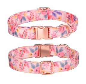 Sunflower pet collar cotton breathable dog collar pet supplies wholesale (colour: flowers, size: M width 2.0 adjustment 31-50CM)