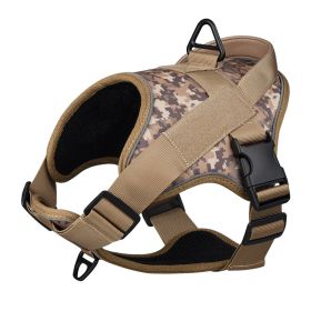 Dog Harness; large dog training tactical chest strap; K9 pet chest strap; vest type reflective dog rope; explosion-proof impulse traction (Specification (L * W): L, colour: Green camouflage)