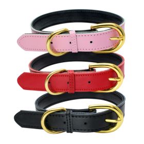 Genuine Leather Dog Collar; Wide Dog Collar; Soft Padded Breathable Adjustable Tactical Waterproof Pet Collar (Specification (L * W): S 37*1.5cm, colour: Rose red)