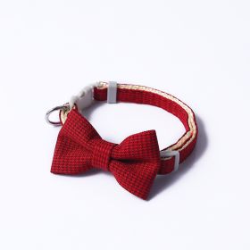 Pet Adjustable Bow Cat Collar (Color: Red)