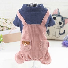 Pet Clothes Dog Four-legged Pet Clothes (Option: JEANS Pocket Strap Pink-L)